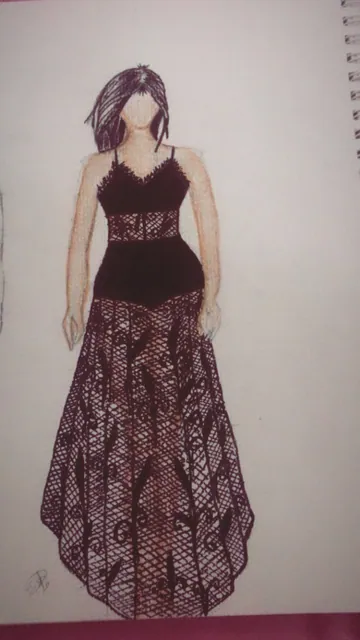 رسم تصميم فستان أسود