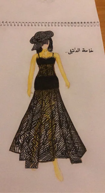 رسم تصميم فستان مزخرف