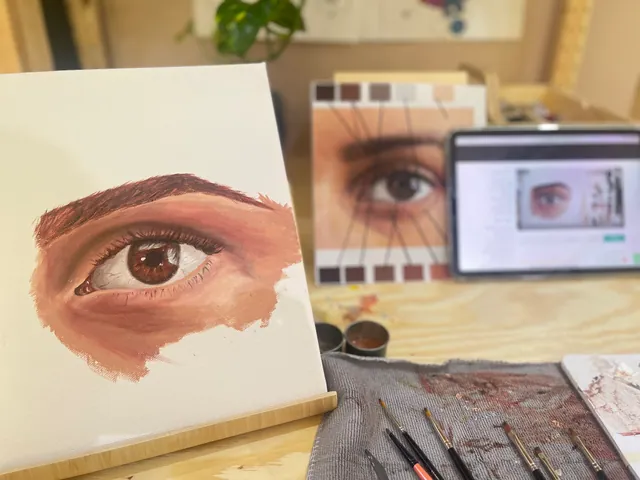 تطبيق رسم عين أمام درس على الشاشة